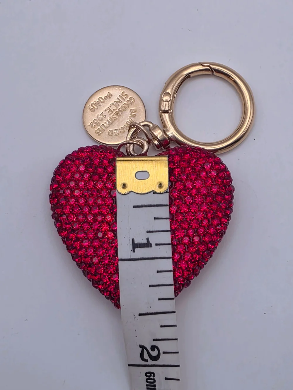 Gold-Tone Heart Crystal Keychain - Red Accent